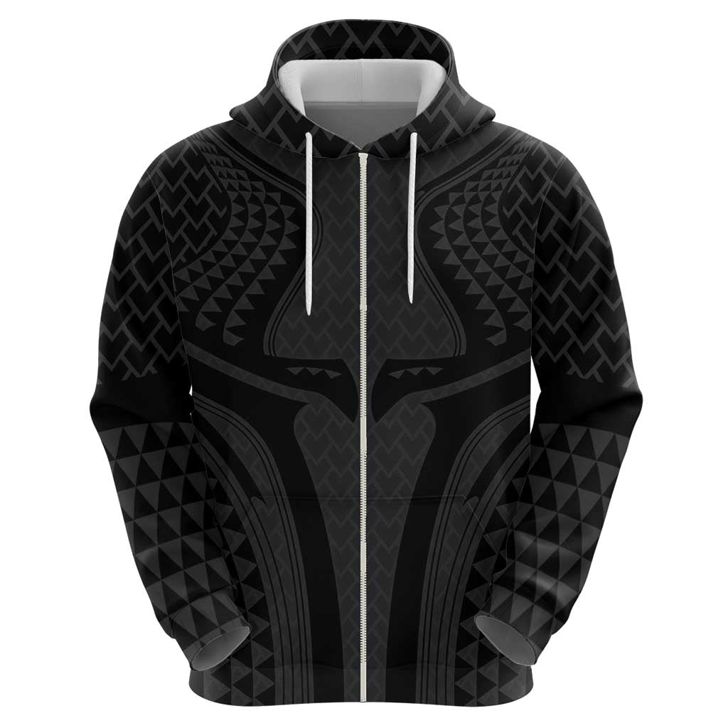 Hawaiian Kakau Art Tattoos Aquaman Style Zip Hoodie Black Version - Wonder Print Shop