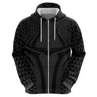 Hawaiian Kakau Art Tattoos Aquaman Style Zip Hoodie Black Version - Wonder Print Shop