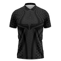 Hawaiian Kakau Art Tattoos Aquaman Style Zipper Polo Shirt Black Version - Wonder Print Shop