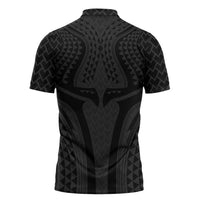 Hawaiian Kakau Art Tattoos Aquaman Style Zipper Polo Shirt Black Version - Wonder Print Shop