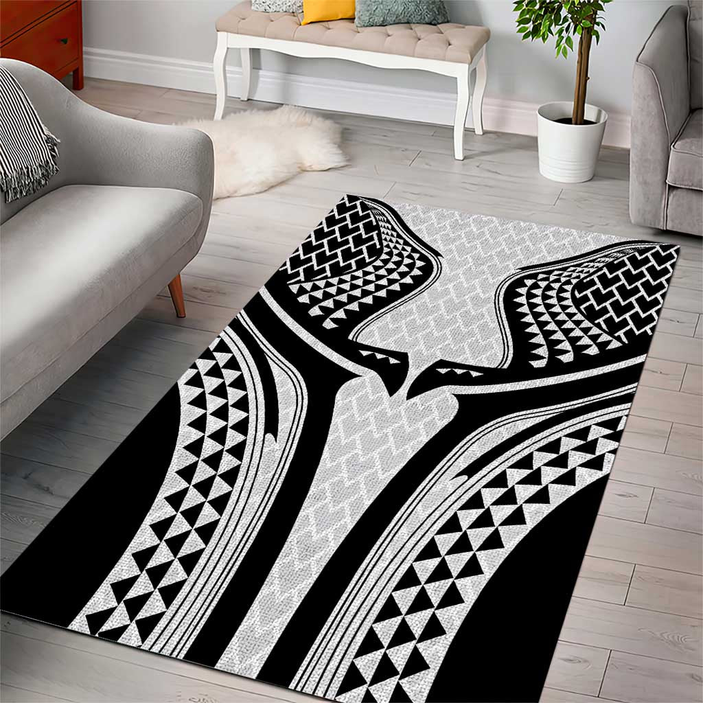 Hawaiian Kakau Art Tattoos Aquaman Style Area Rug White Version - Wonder Print Shop