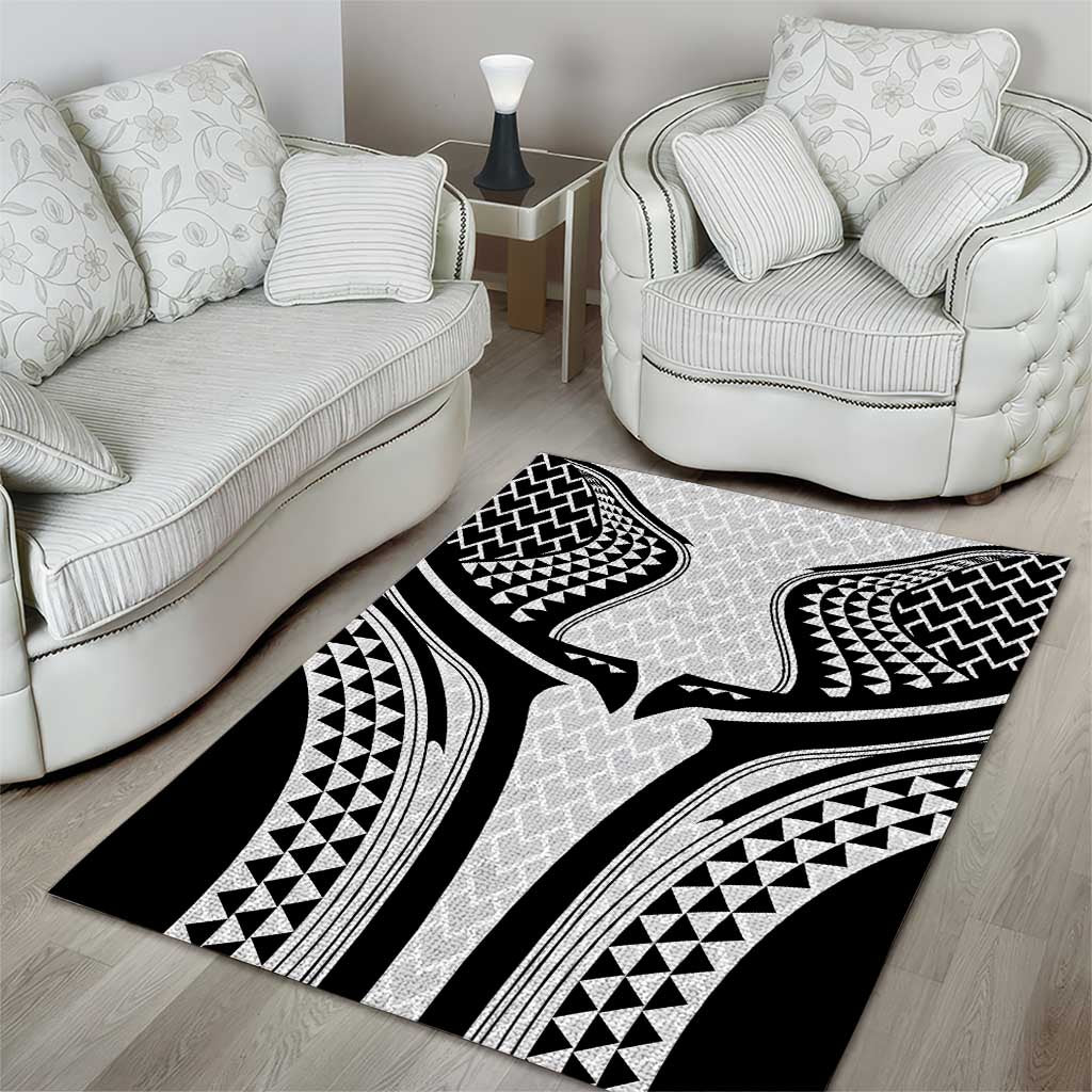Hawaiian Kakau Art Tattoos Aquaman Style Area Rug White Version - Wonder Print Shop
