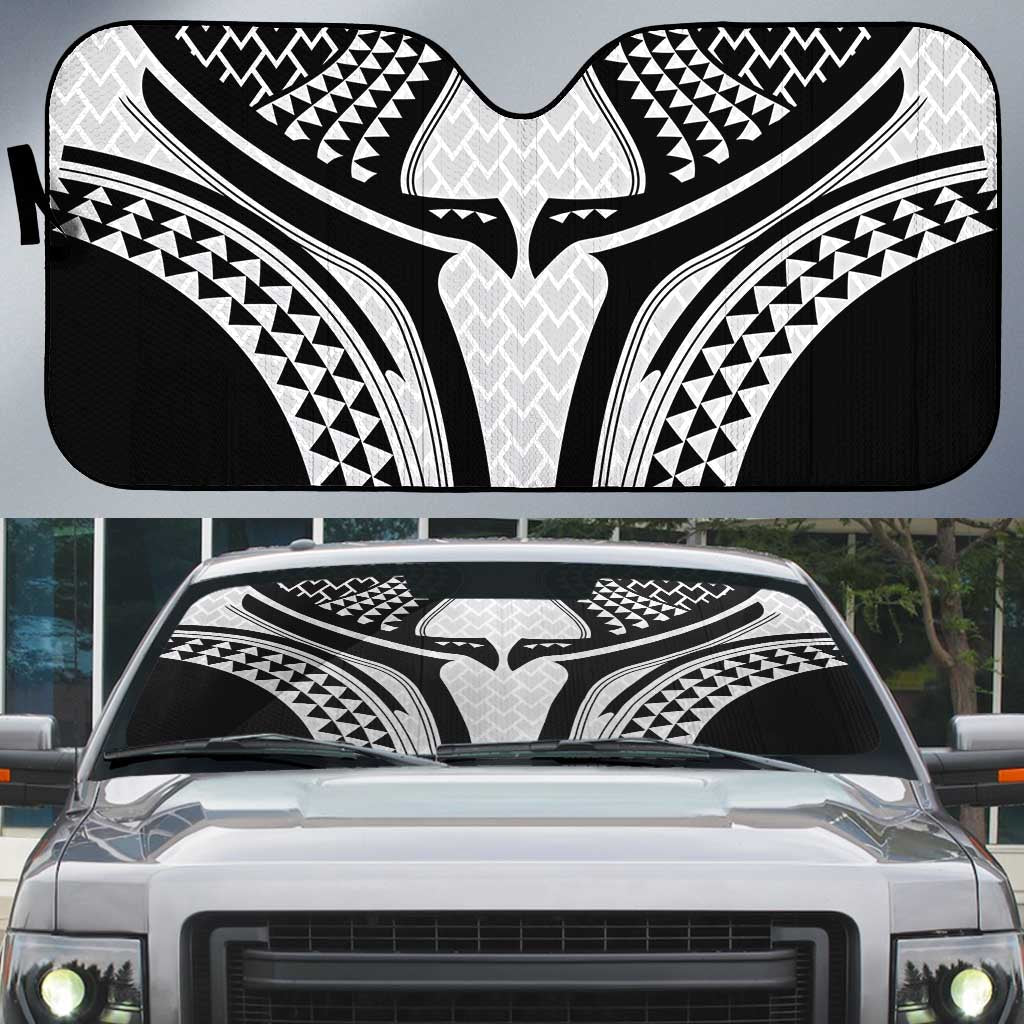 Hawaiian Kakau Art Tattoos Aquaman Style Auto Sun Shade White Version - Wonder Print Shop