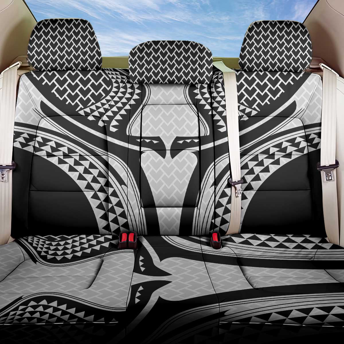 Hawaiian Kakau Art Tattoos Aquaman Style Back Car Seat Cover White Version - Wonder Print Shop