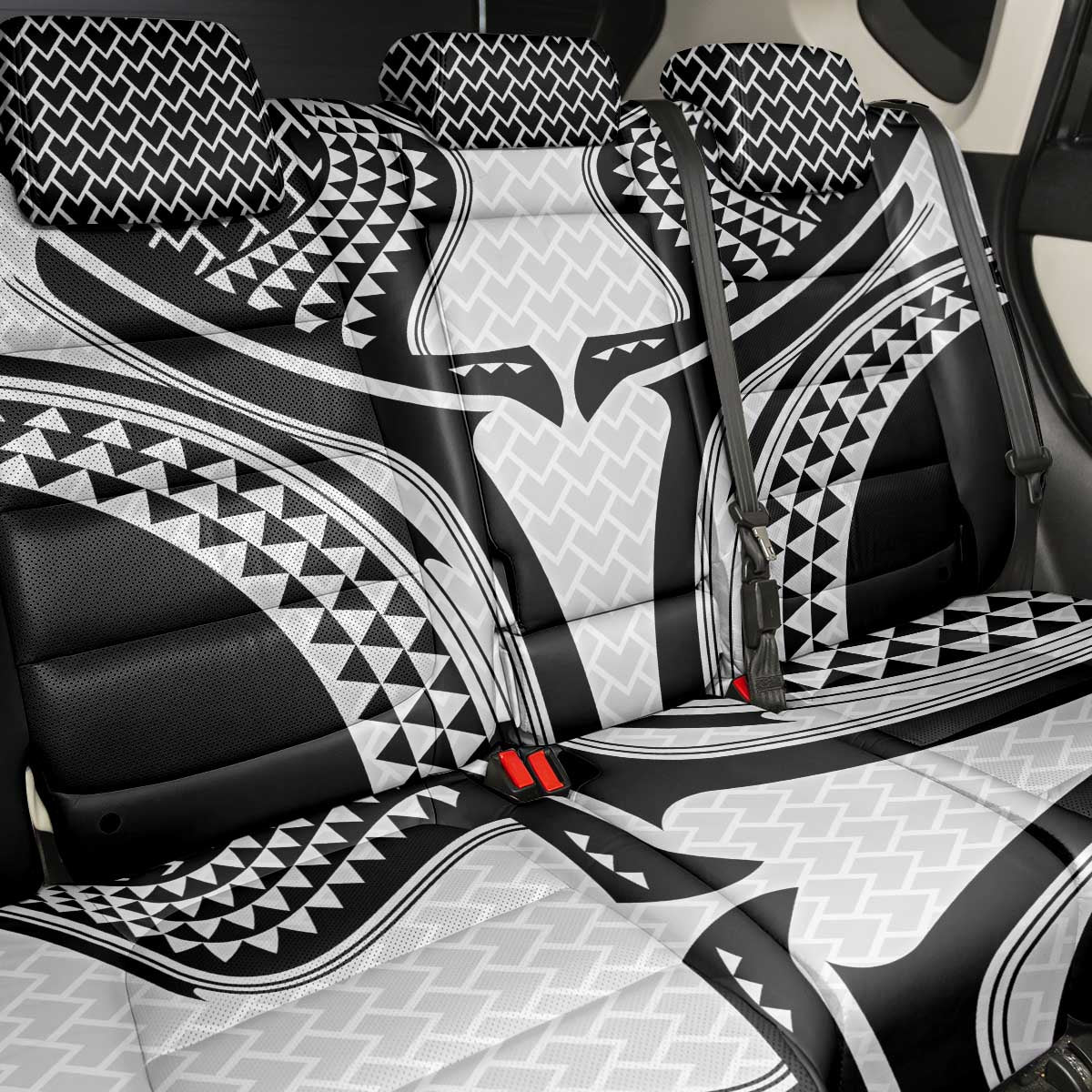 Hawaiian Kakau Art Tattoos Aquaman Style Back Car Seat Cover White Version - Wonder Print Shop