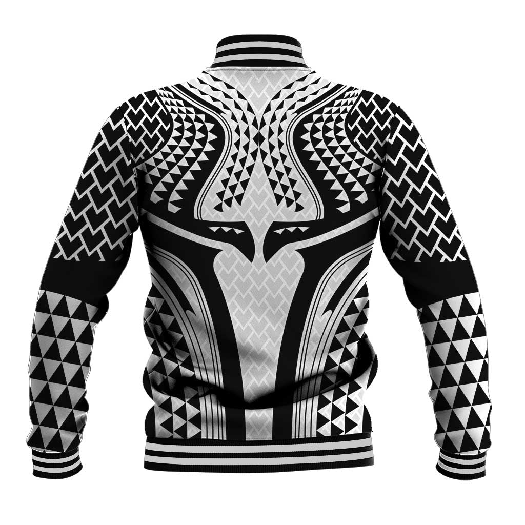 Hawaiian Kakau Art Tattoos Aquaman Style Baseball Jacket White Version - Wonder Print Shop