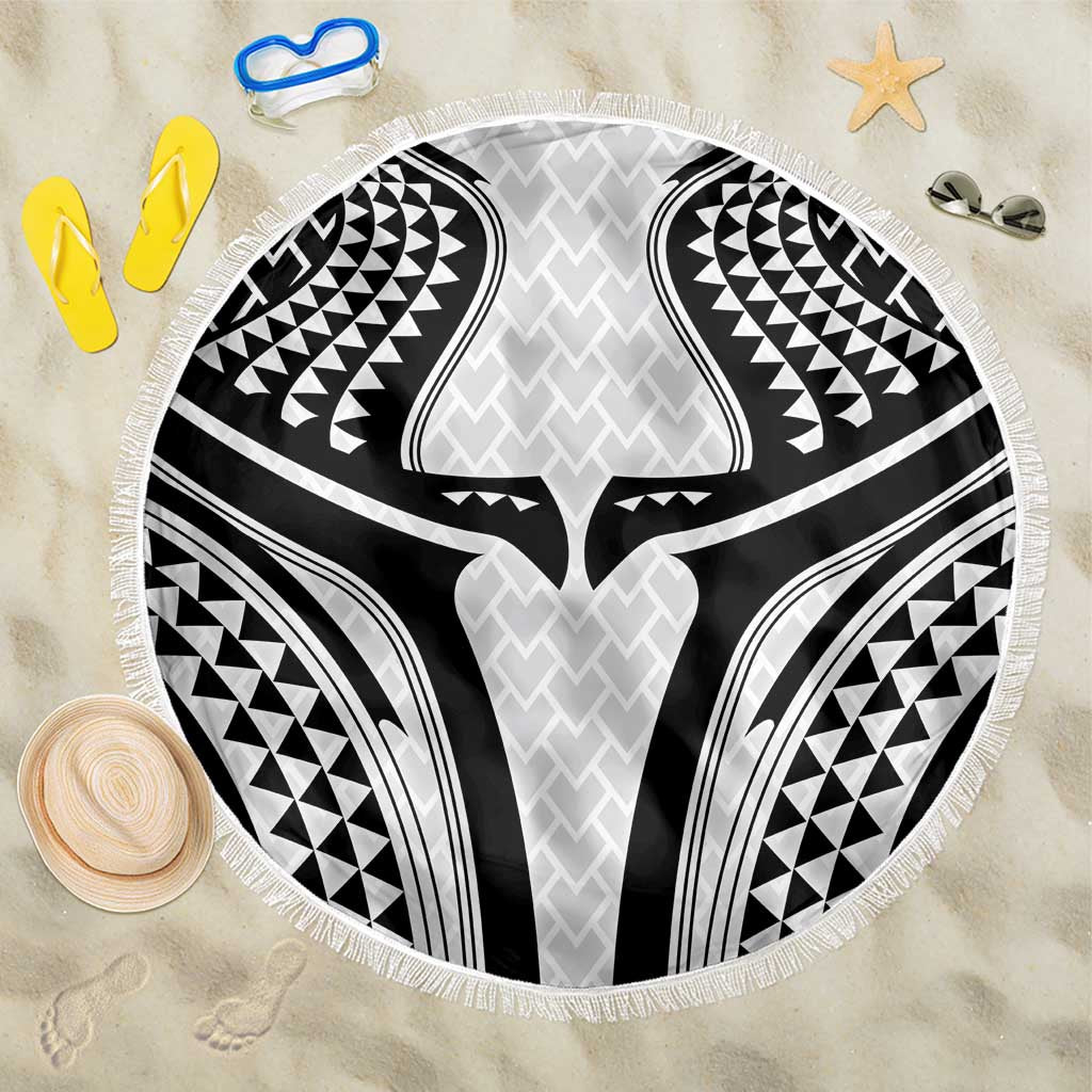 Hawaiian Kakau Art Tattoos Aquaman Style Beach Blanket White Version - Wonder Print Shop