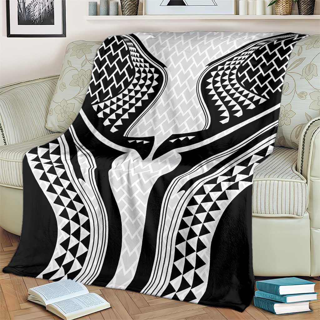 Hawaiian Kakau Art Tattoos Aquaman Style Blanket White Version - Wonder Print Shop