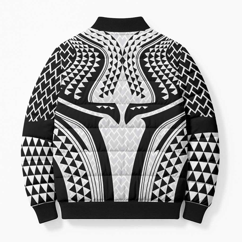 Hawaiian Kakau Art Tattoos Aquaman Style Bomber Puffer Jacket White Version - Wonder Print Shop