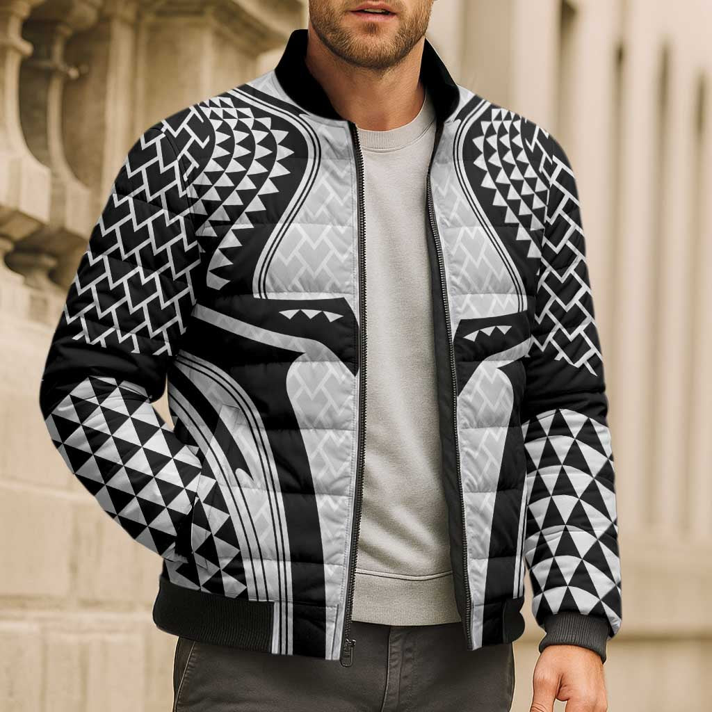 Hawaiian Kakau Art Tattoos Aquaman Style Bomber Puffer Jacket White Version - Wonder Print Shop