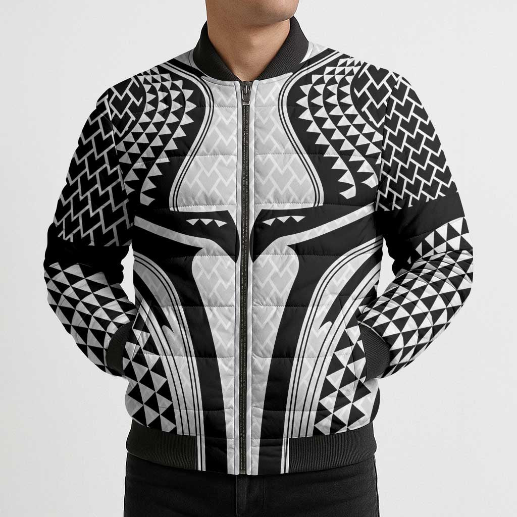 Hawaiian Kakau Art Tattoos Aquaman Style Bomber Puffer Jacket White Version - Wonder Print Shop