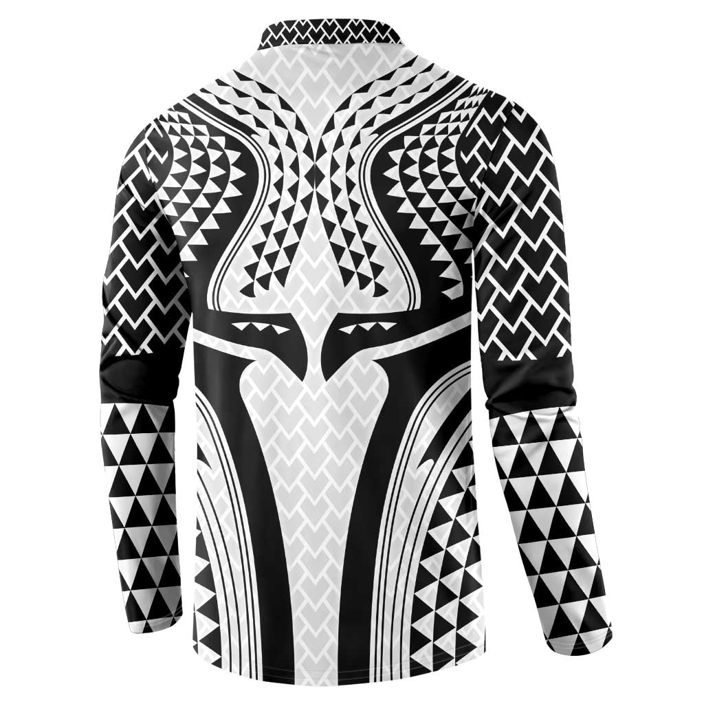 Hawaiian Kakau Art Tattoos Aquaman Style Button Sweatshirt White Version - Wonder Print Shop
