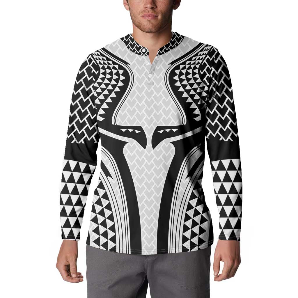 Hawaiian Kakau Art Tattoos Aquaman Style Button Sweatshirt White Version - Wonder Print Shop