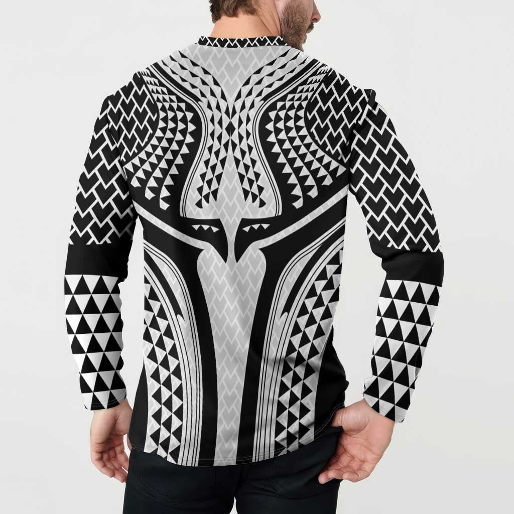 Hawaiian Kakau Art Tattoos Aquaman Style Button Sweatshirt White Version - Wonder Print Shop