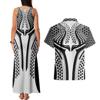 Hawaiian Kakau Art Tattoos Aquaman Style Couples Matching Tank Maxi Dress and Hawaiian Shirt White Version - Wonder Print Shop