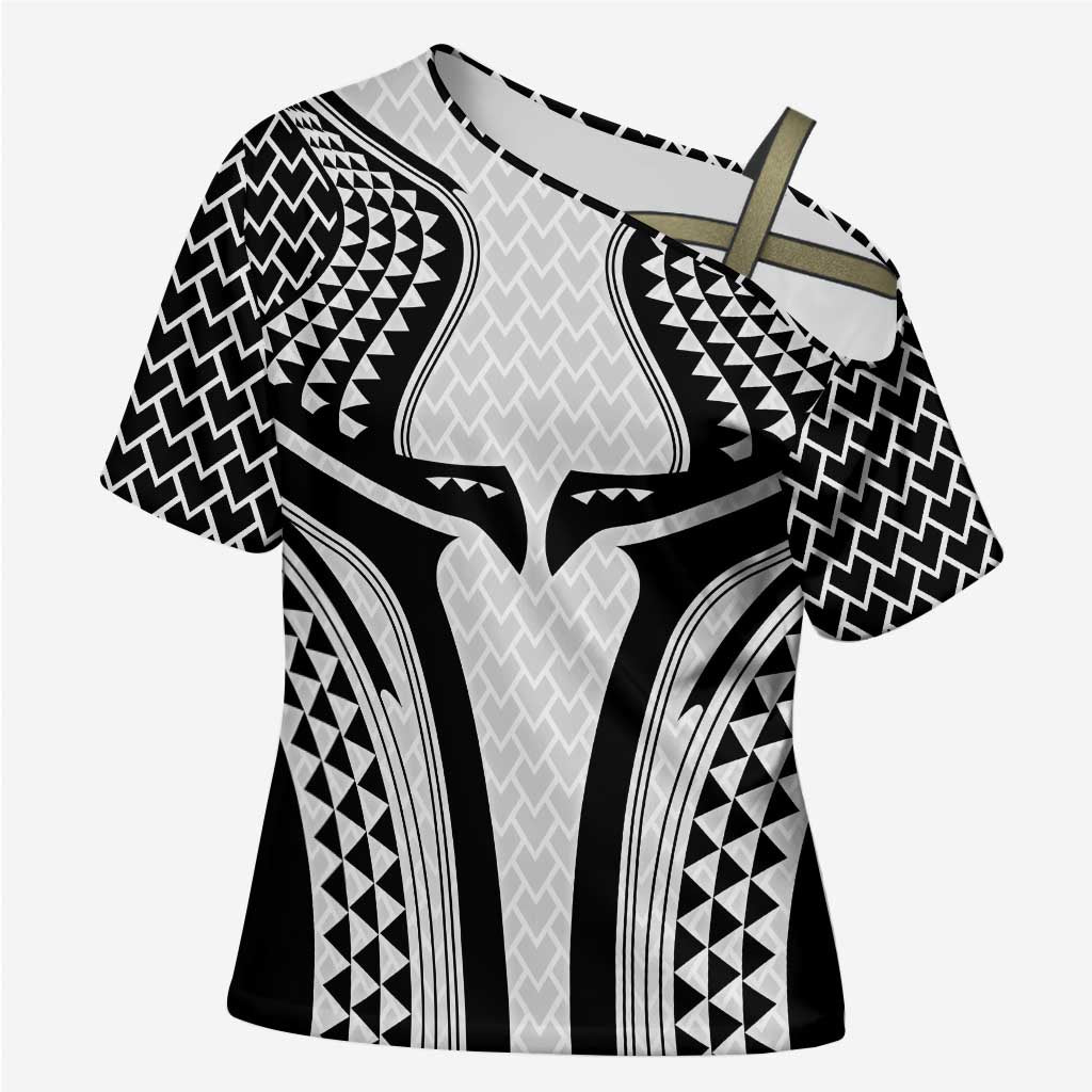 Hawaiian Kakau Art Tattoos Aquaman Style Cross Shoulder Shirt White Version - Wonder Print Shop