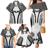 Hawaiian Kakau Art Tattoos Aquaman Style Family Matching Mermaid Dress and Hawaiian Shirt White Version - Wonder Print Shop