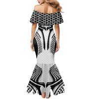 Hawaiian Kakau Art Tattoos Aquaman Style Family Matching Mermaid Dress and Hawaiian Shirt White Version - Wonder Print Shop
