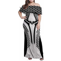 Hawaiian Kakau Art Tattoos Aquaman Style Family Matching Off Shoulder Maxi Dress and Hawaiian Shirt White Version - Wonder Print Shop