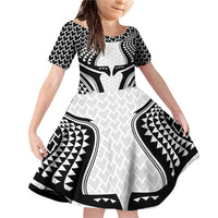 Hawaiian Kakau Art Tattoos Aquaman Style Family Matching Off Shoulder Short Dress and Hawaiian Shirt White Version - Wonder Print Shop