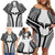 Hawaiian Kakau Art Tattoos Aquaman Style Family Matching Off Shoulder Short Dress and Hawaiian Shirt White Version - Wonder Print Shop
