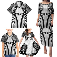 Hawaiian Kakau Art Tattoos Aquaman Style Family Matching Puletasi and Hawaiian Shirt White Version - Wonder Print Shop