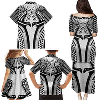 Hawaiian Kakau Art Tattoos Aquaman Style Family Matching Puletasi and Hawaiian Shirt White Version - Wonder Print Shop