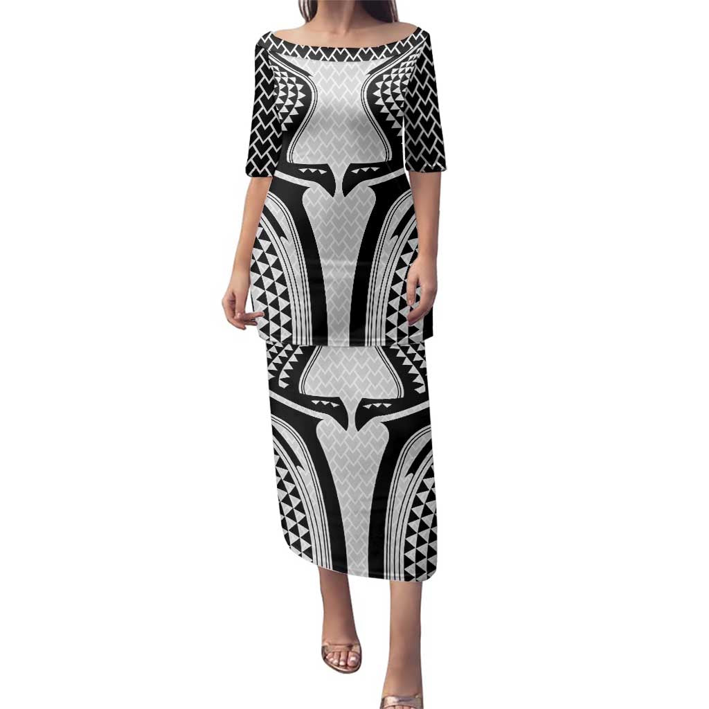 Hawaiian Kakau Art Tattoos Aquaman Style Family Matching Puletasi and Hawaiian Shirt White Version - Wonder Print Shop