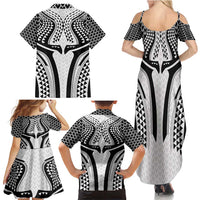 Hawaiian Kakau Art Tattoos Aquaman Style Family Matching Summer Maxi Dress and Hawaiian Shirt White Version - Wonder Print Shop