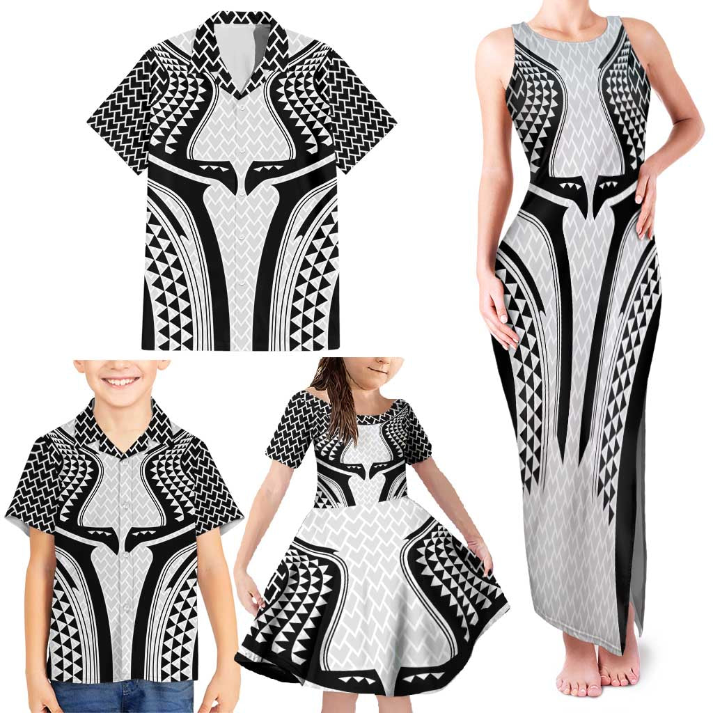 Hawaiian Kakau Art Tattoos Aquaman Style Family Matching Tank Maxi Dress and Hawaiian Shirt White Version - Wonder Print Shop