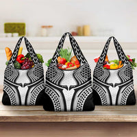 Hawaiian Kakau Art Tattoos Aquaman Style Grocery Bag White Version - Wonder Print Shop