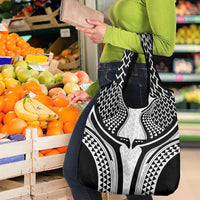 Hawaiian Kakau Art Tattoos Aquaman Style Grocery Bag White Version - Wonder Print Shop