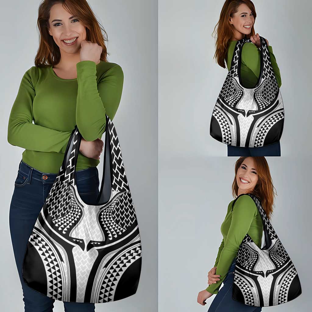 Hawaiian Kakau Art Tattoos Aquaman Style Grocery Bag White Version - Wonder Print Shop