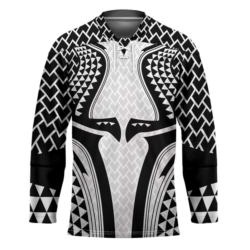 Hawaiian Kakau Art Tattoos Aquaman Style Hockey Jersey White Version - Wonder Print Shop