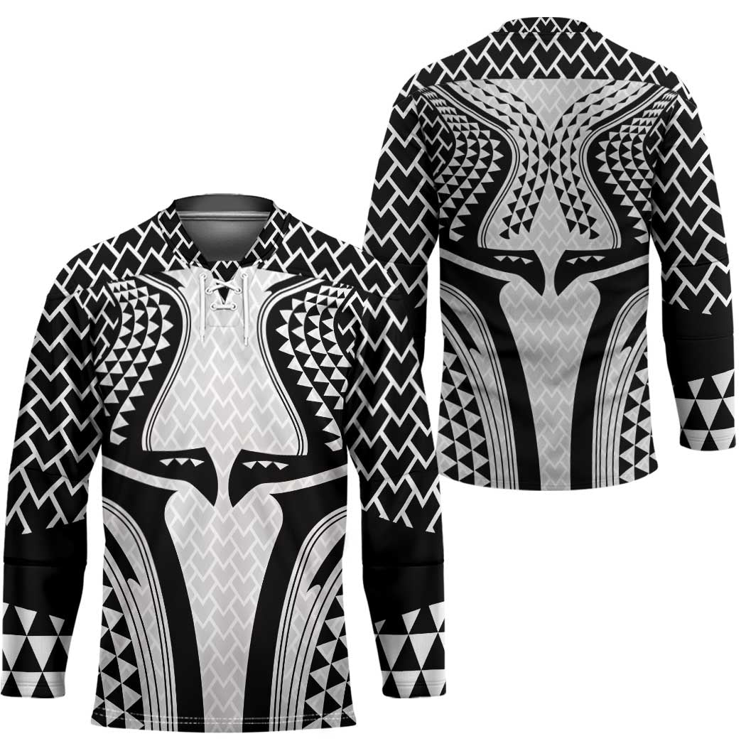 Hawaiian Kakau Art Tattoos Aquaman Style Hockey Jersey White Version - Wonder Print Shop