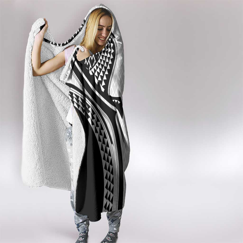 Hawaiian Kakau Art Tattoos Aquaman Style Hooded Blanket White Version - Wonder Print Shop