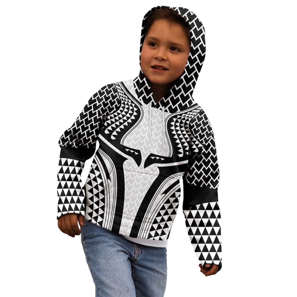 Hawaiian Kakau Art Tattoos Aquaman Style Kid Hoodie White Version - Wonder Print Shop