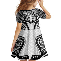 Hawaiian Kakau Art Tattoos Aquaman Style Kid Short Sleeve Dress White Version - Wonder Print Shop