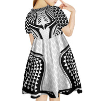 Hawaiian Kakau Art Tattoos Aquaman Style Kid Short Sleeve Dress White Version - Wonder Print Shop