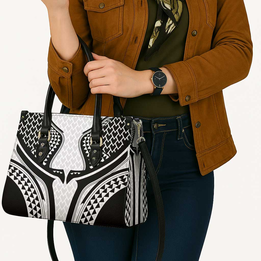 Hawaiian Kakau Art Tattoos Aquaman Style Leather Bag White Version - Wonder Print Shop
