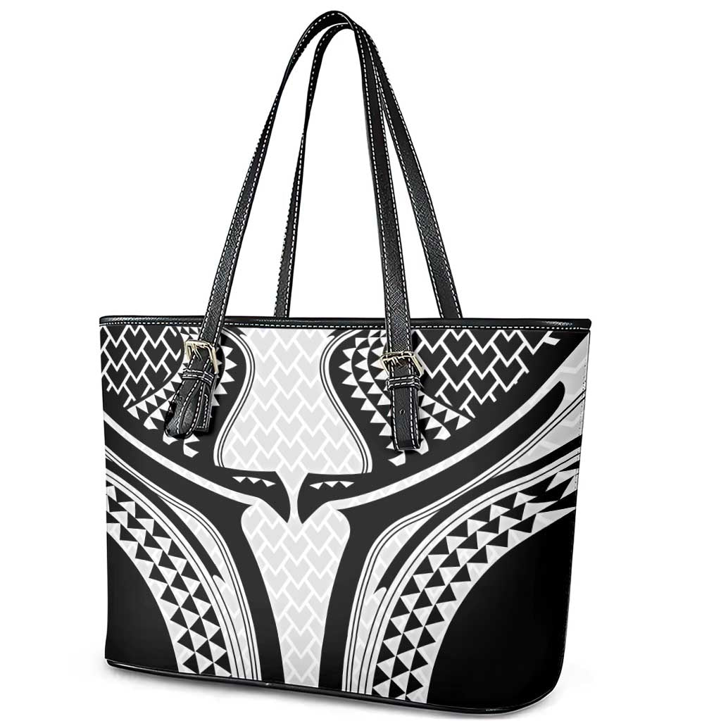 Hawaiian Kakau Art Tattoos Aquaman Style Leather Tote Bag White Version - Wonder Print Shop