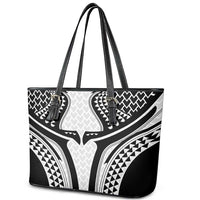 Hawaiian Kakau Art Tattoos Aquaman Style Leather Tote Bag White Version - Wonder Print Shop