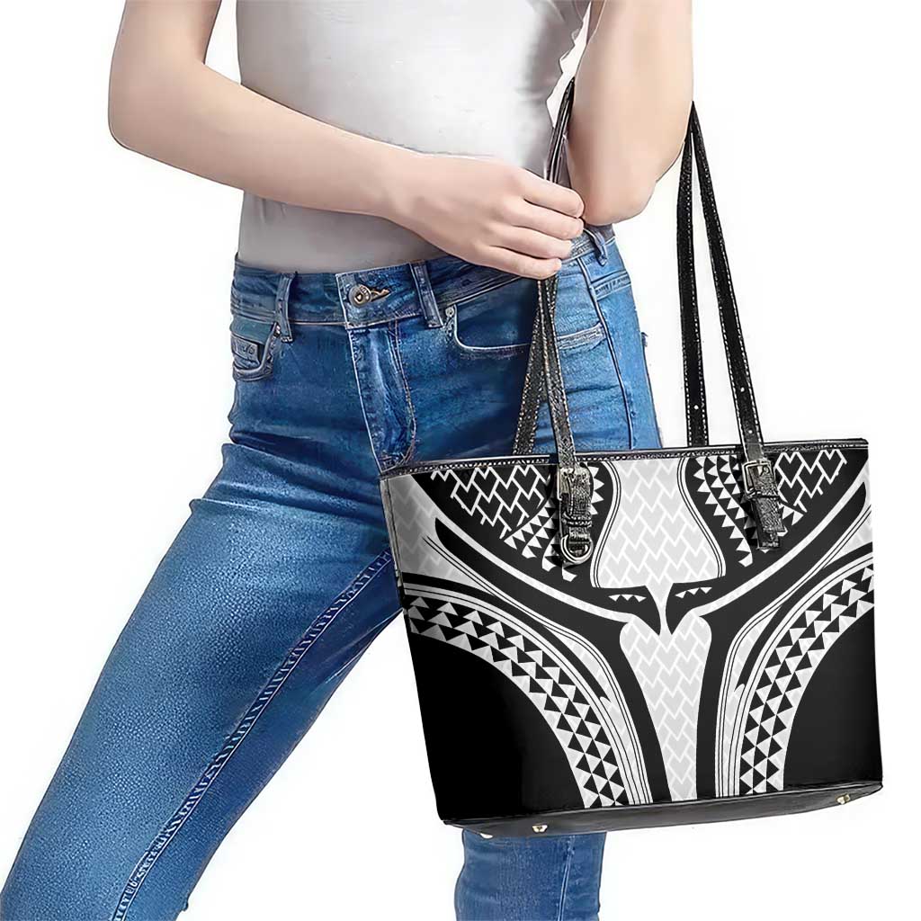 Hawaiian Kakau Art Tattoos Aquaman Style Leather Tote Bag White Version - Wonder Print Shop