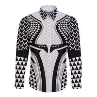Hawaiian Kakau Art Tattoos Aquaman Style Long Sleeve Button Shirt White Version - Wonder Print Shop