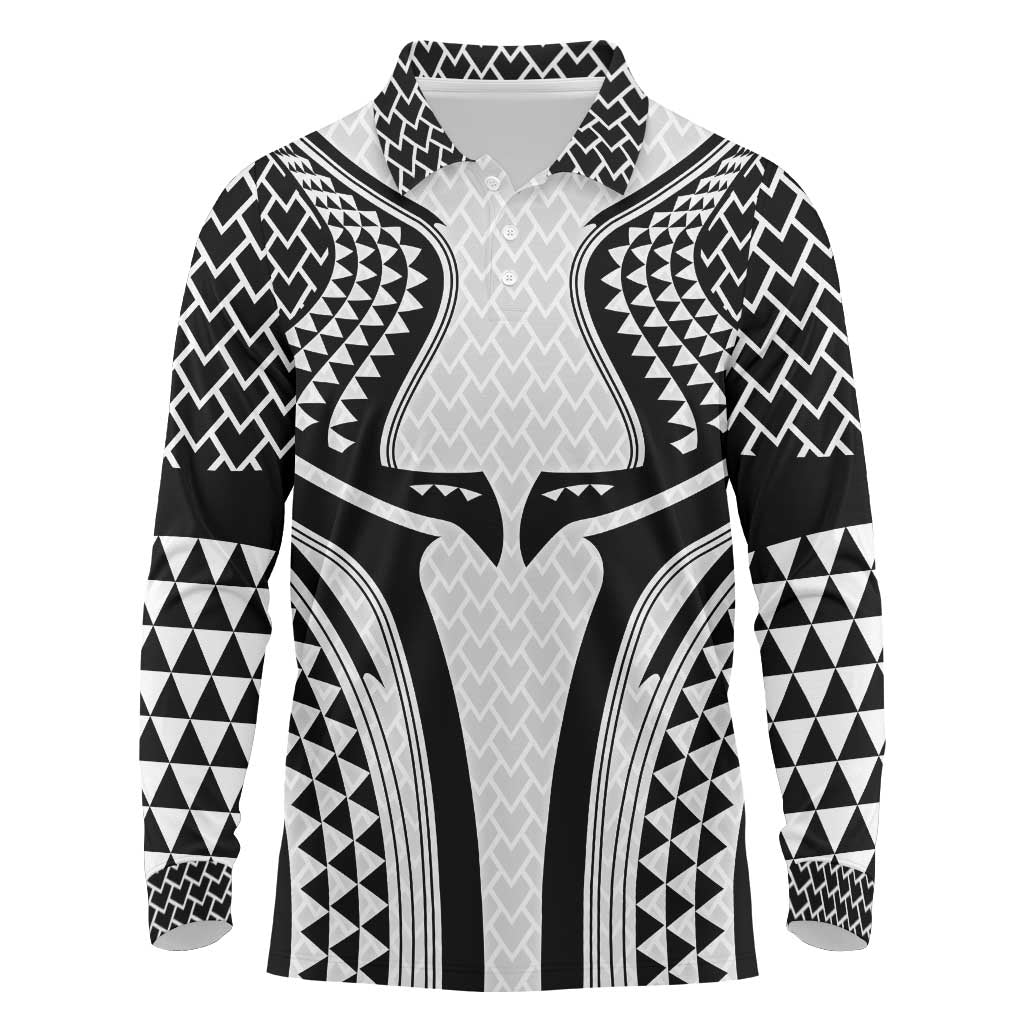 Hawaiian Kakau Art Tattoos Aquaman Style Long Sleeve Polo Shirt White Version - Wonder Print Shop