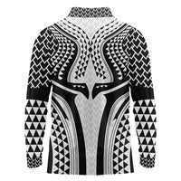 Hawaiian Kakau Art Tattoos Aquaman Style Long Sleeve Polo Shirt White Version - Wonder Print Shop