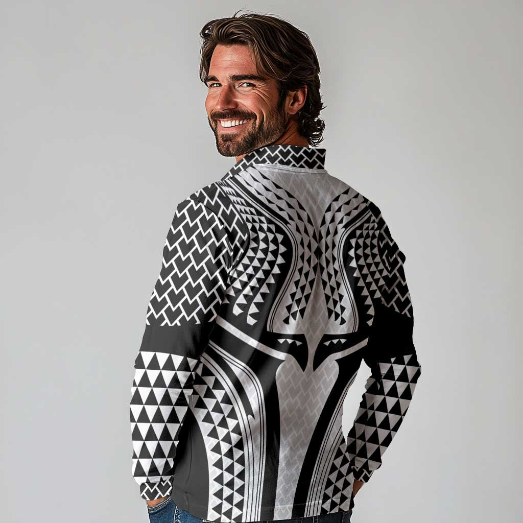 Hawaiian Kakau Art Tattoos Aquaman Style Long Sleeve Polo Shirt White Version - Wonder Print Shop
