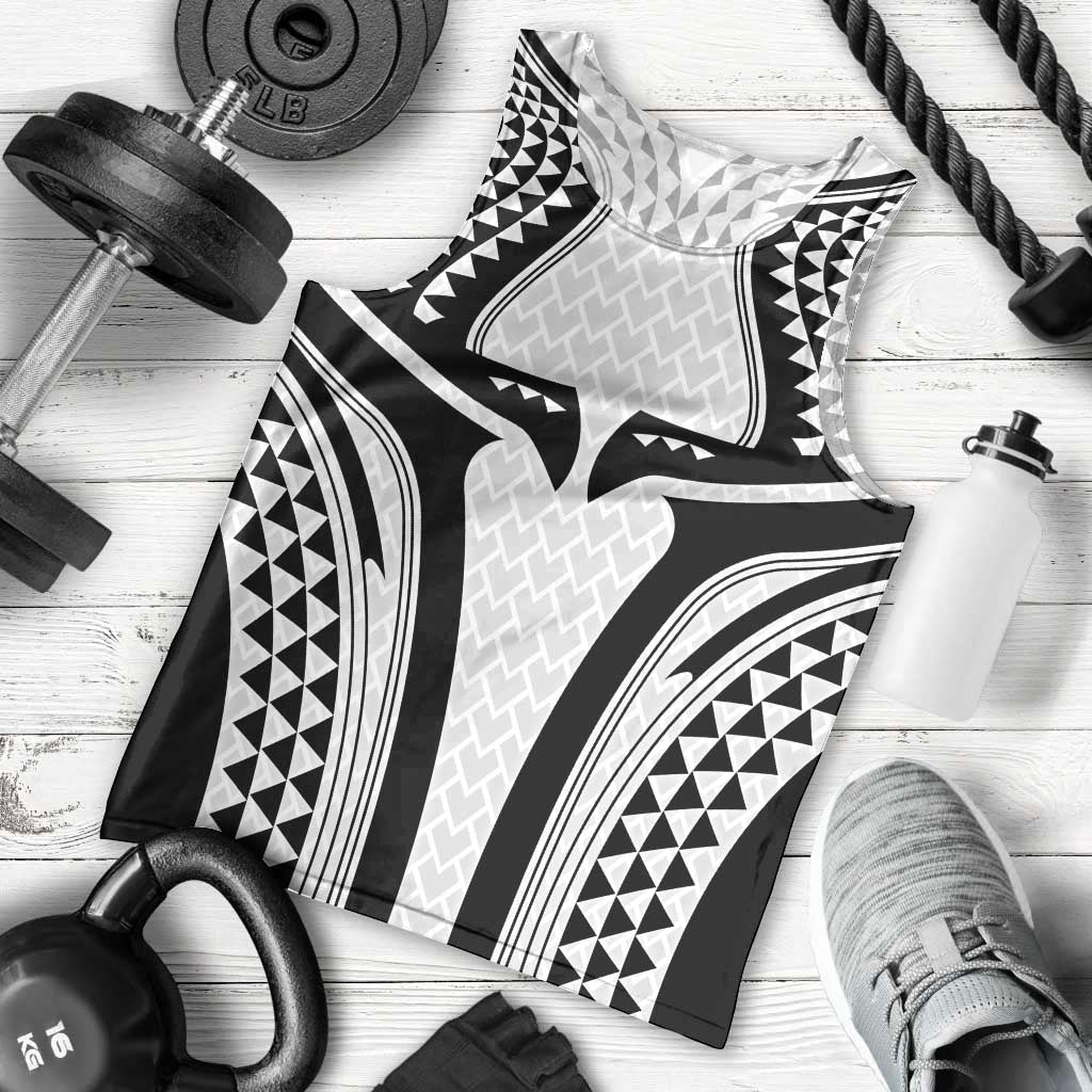 Hawaiian Kakau Art Tattoos Aquaman Style Men Tank Top White Version - Wonder Print Shop