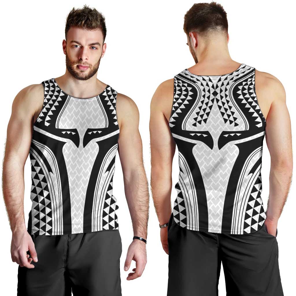 Hawaiian Kakau Art Tattoos Aquaman Style Men Tank Top White Version - Wonder Print Shop