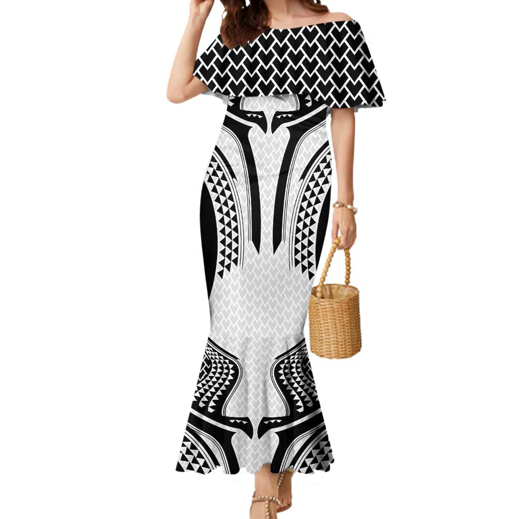 Hawaiian Kakau Art Tattoos Aquaman Style Mermaid Dress White Version - Wonder Print Shop